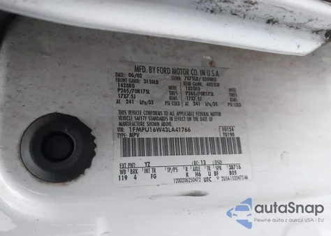 2003 Ford Expedition Xlt z USA, uszkodzony, nr VIN 1FMPU16W43LA41766